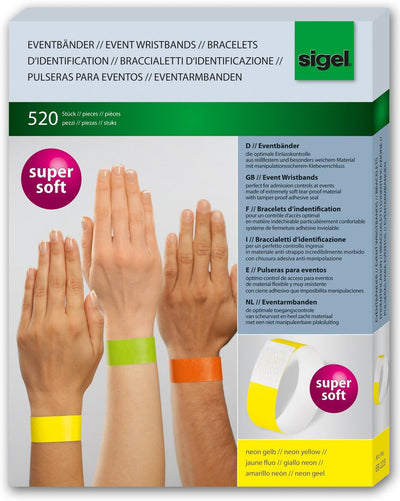 SIGEL EB223 Eventbänder Super Soft, neon gelb, 520 Stück 520 Neon Gelb, 520 Neon Gelb