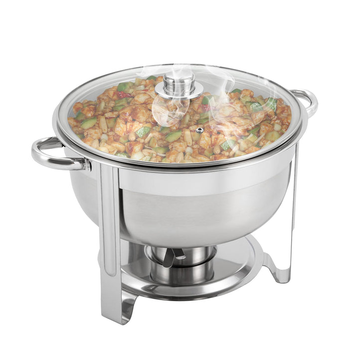 8,5L Chafing Dish Edelstahl Speisewärmer mit Glasdeckel, Verbrühungssicherer Griff, Buffetwärmer für