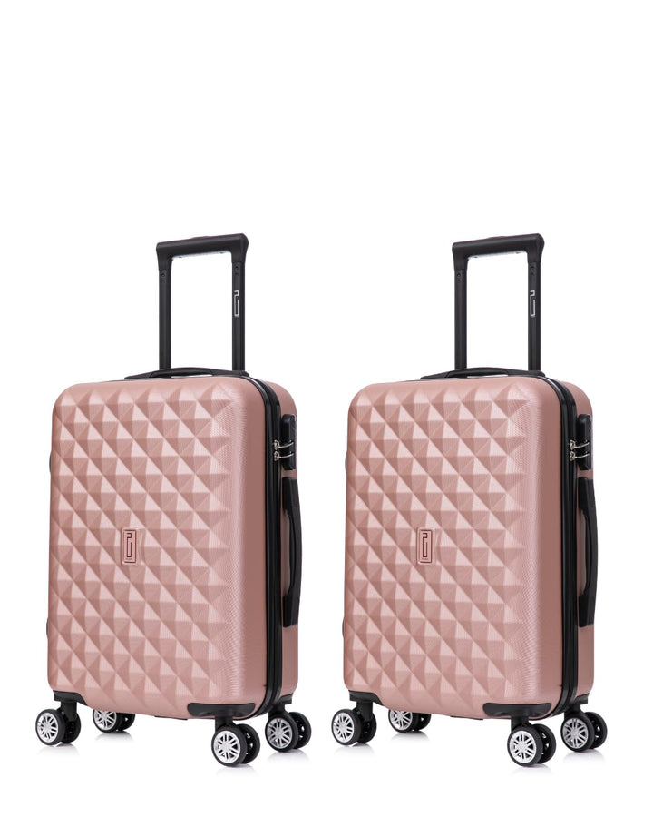 CELIMS - Reisekoffer mit 360 Grad drehbaren Rollen, Roségoldfarben, Cabine X2, Hartschalenkoffer Cab