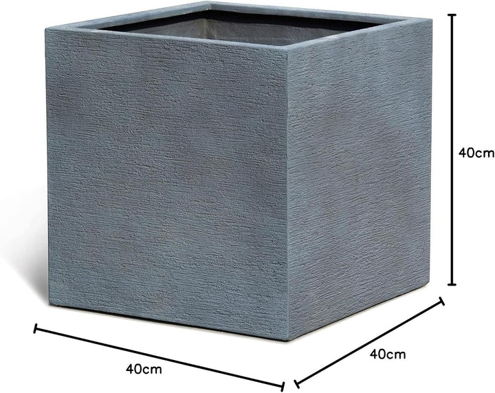 ESCHBACH® Pflanzkübel Cube 40 Stein Grau Quadratisch * 40 x 40 x 40 cm * 10 Jahre Garantie 40x40x40,