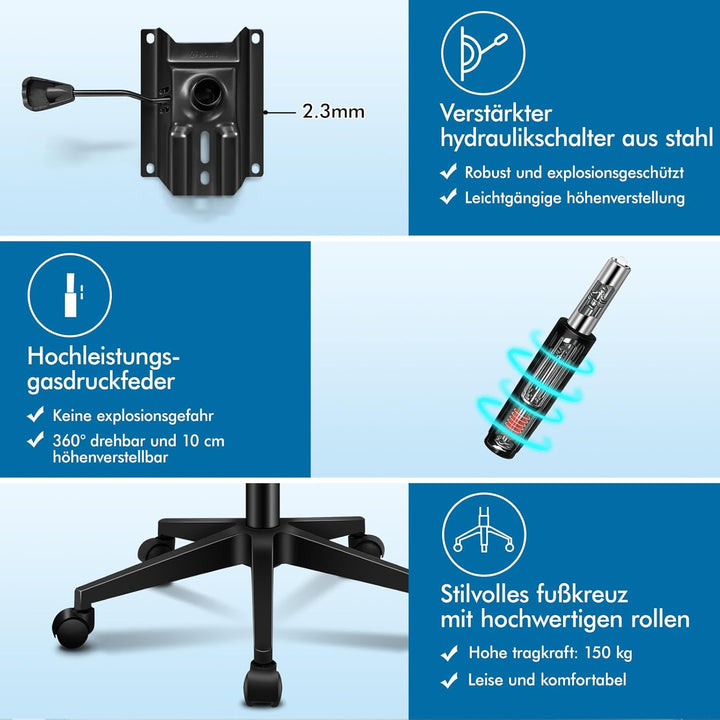 ALFORDSON Ergonomischer Büro-Schreibtischstuhl, Computerstuhl mit dynamischer Lordosenstütze, neigba