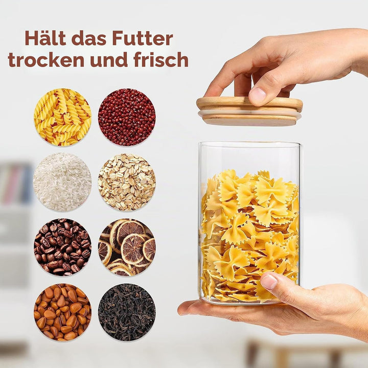 Keyoung 2 Stück Vorratsdosen Glas mit Deckel, 2300ml Grosses Glasdosen Eckig, Versiegelte Frischhalt
