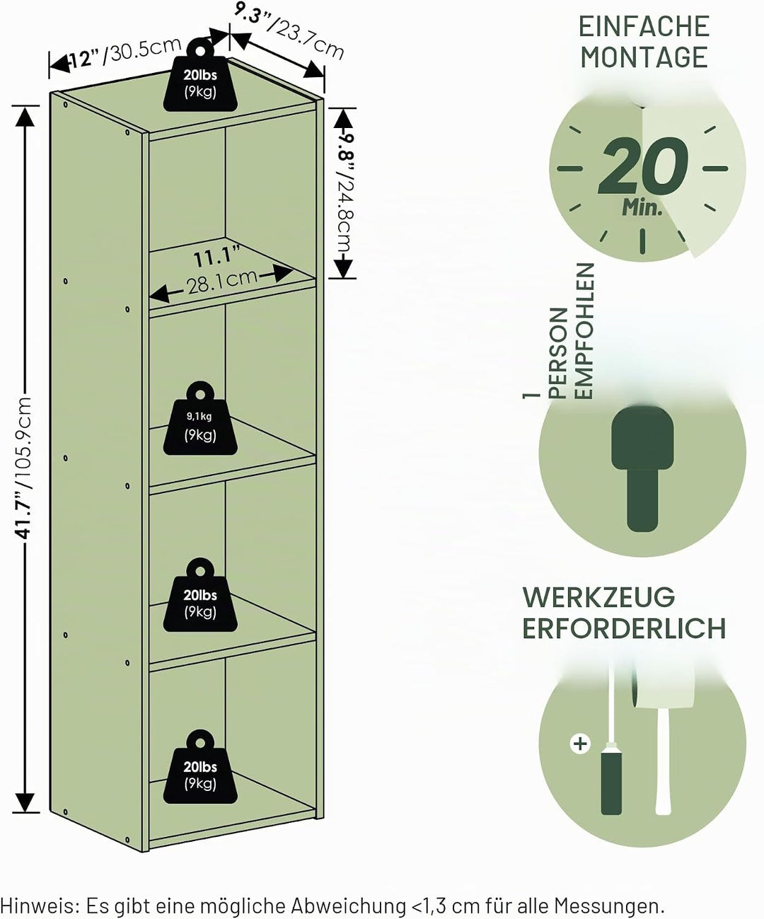 Furinno Pasir 4-Tier-Bücherregal mit offenem Regal, französischer Eiche Französische Eiche 23.7 x 30