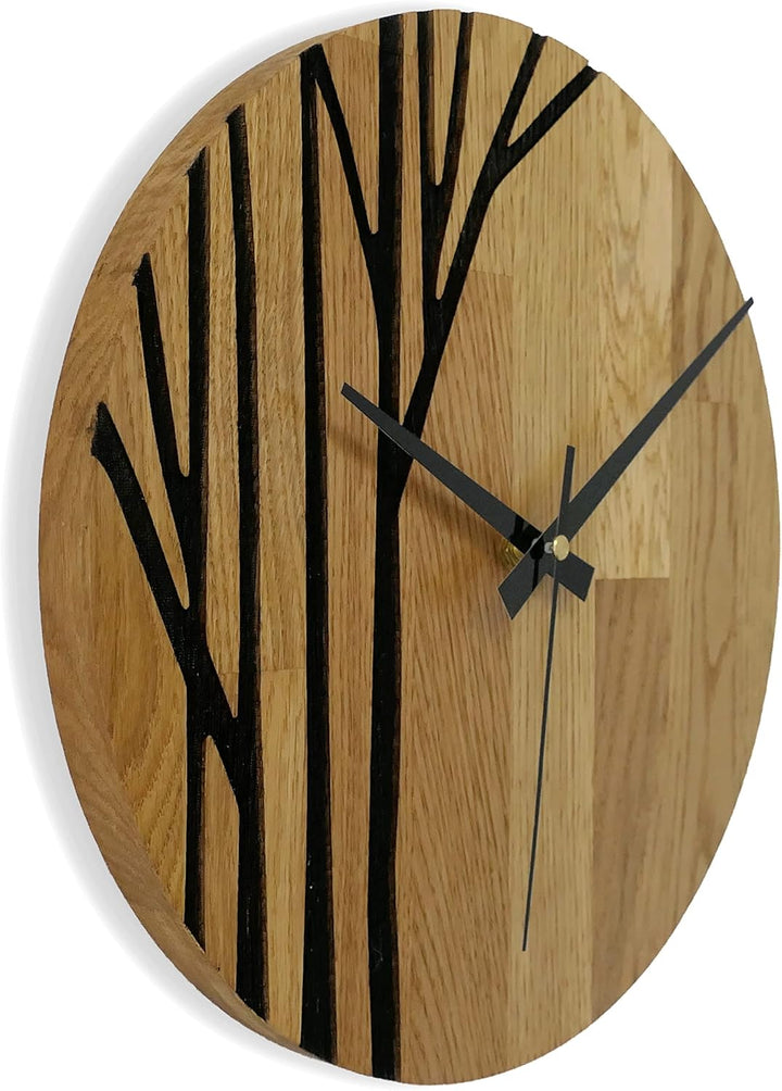 SENTOP Wanduhr aus Holz, Wanduhr aus Eiche, Moderne Wanduhr, Heimdekoration, Wanduhr aus echtem Eich