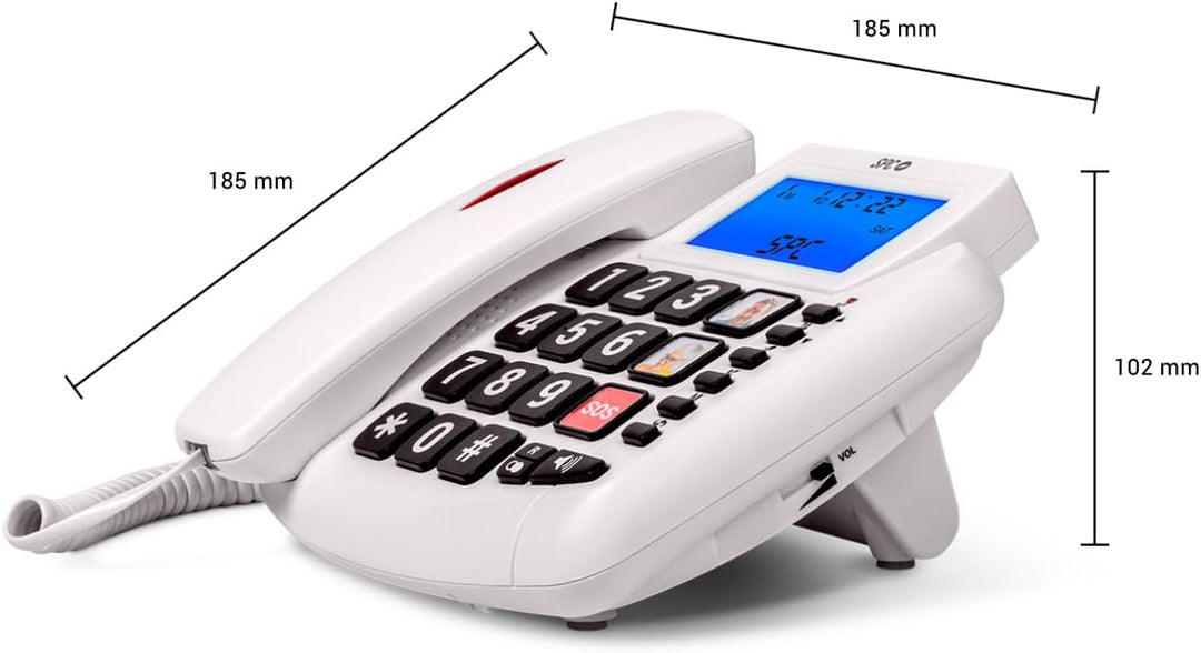 SPC Comfort Volume 2 – Festnetztelefon für Senioren, grosse Tasten, Lautstärkeverstärker, hörgerätek
