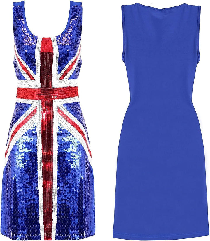 GINGER SPICE PAILLETTEN UNION JACK KLEID - SPICE GIRLS 90ER JAHRE KOSTÜM - PAILLETTEN UNION JACK KLE