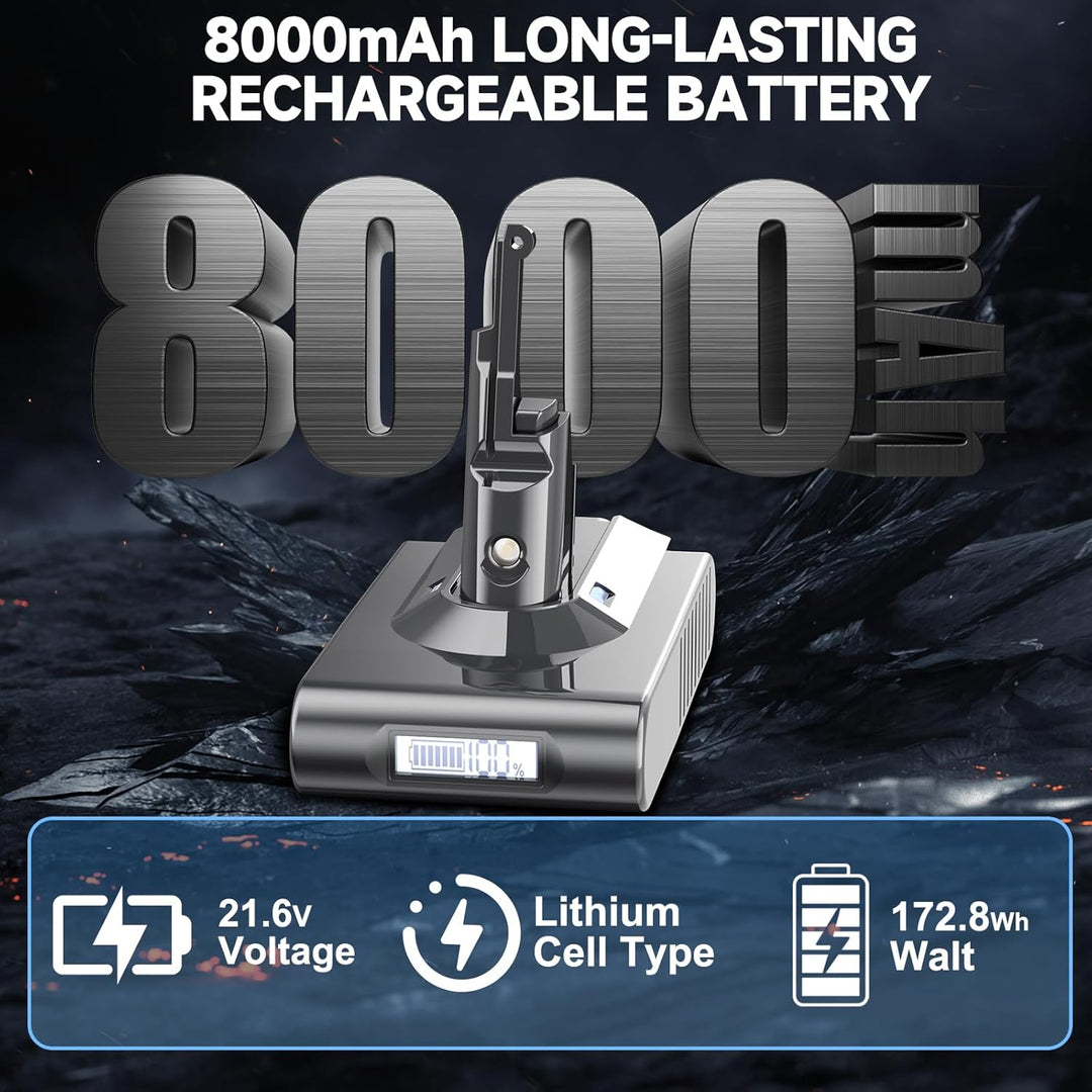 8000mAh V8 Akku, Ersatzakku für Dyson V8 SV10 Animal Absolute Motorhead Fluffy Total Clean Extra Vac