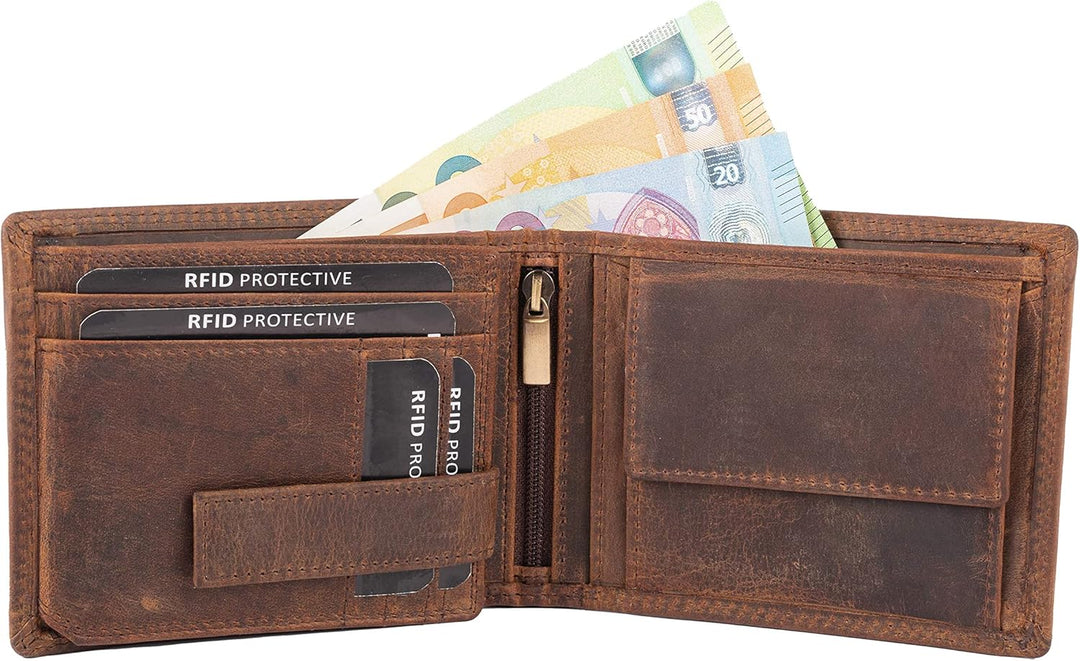 hodalump Echt-Leder Geldbörse • Premium Geldbeutel für Damen und Herren mit RFID-Schutz • Langlebige