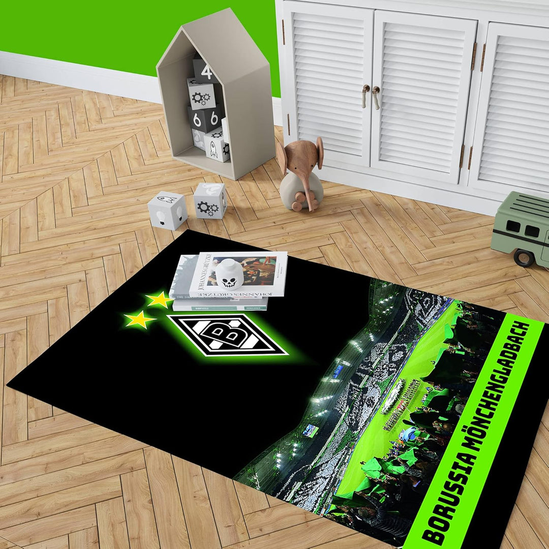 Borussia Mönchengladbach Teppich Borussia-Park 100 x 120cm rutschhemmend lärmhemmend Fan-Teppich Kin