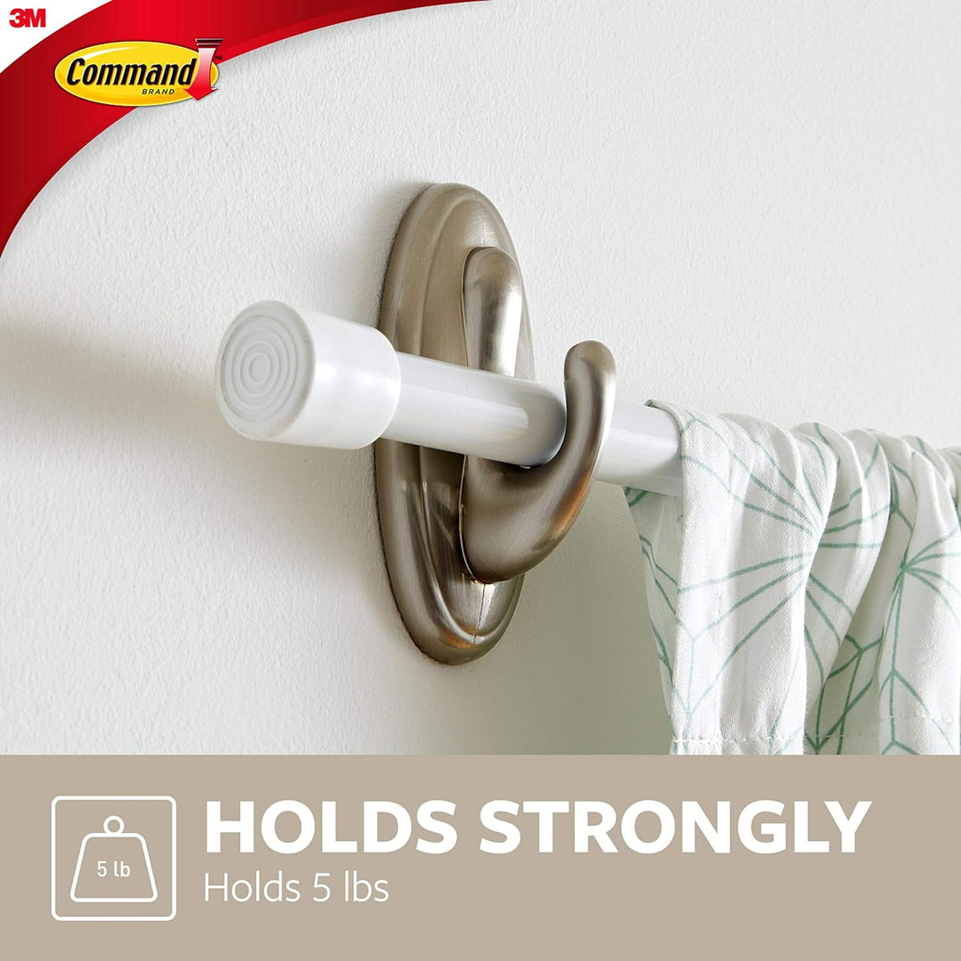 Command 17053BN-2ES Curtain Rod Hooks, Brushed Nickel, 2 Holds 5 Lbs (2 Pack) Gebürstetes Nickel, Ho