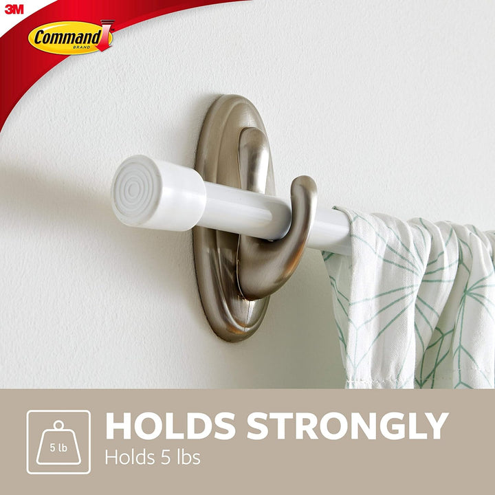 Command 17053BN-2ES Curtain Rod Hooks, Brushed Nickel, 2 Holds 5 Lbs (2 Pack) Gebürstetes Nickel, Ho