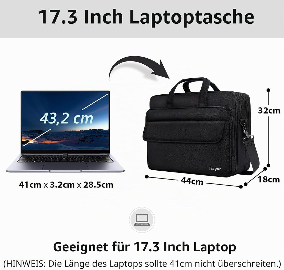 Taygeer Laptoptasche 17 Zoll Business Aktentasche Herren Gross Laptop Notebook Tasche Wasserdicht No