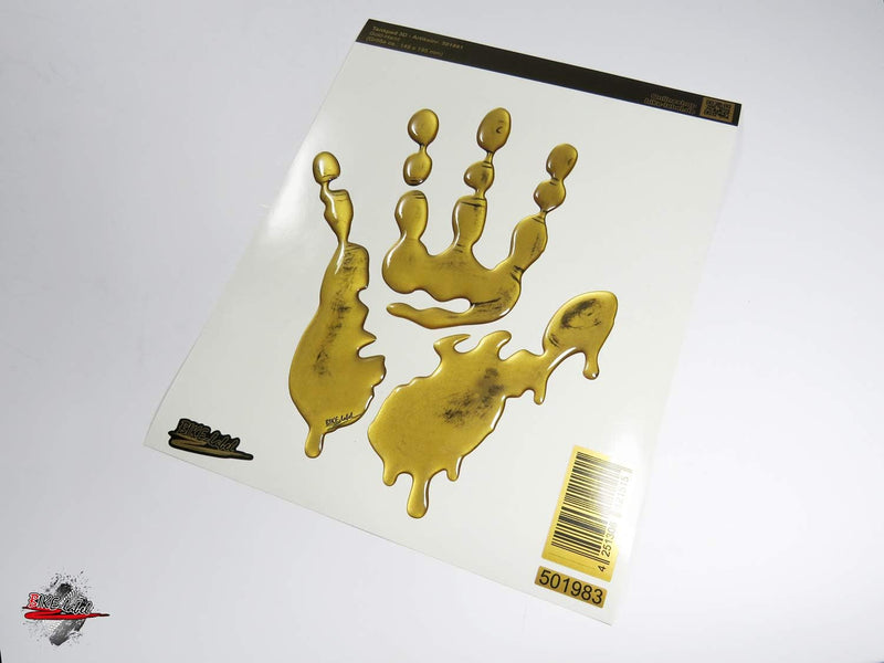 BIKE-label Tankpad 3D Motorrad Aufkleber Gold Metallic Hand Abdruck 501983