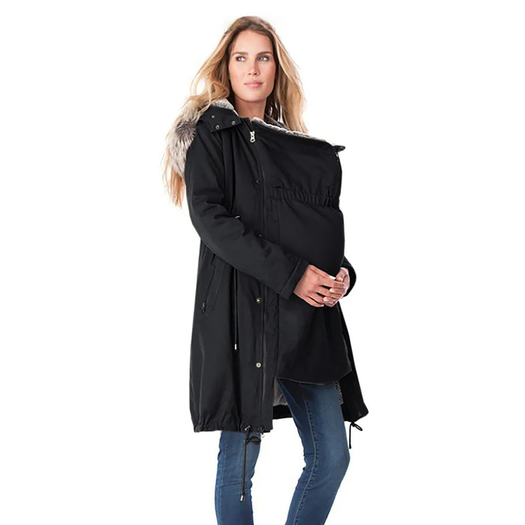 Umstandsjacke Damen Winter Funktionsparka Warm 3 In 1 Tragejacke Mit Babyeinsatz Baumwolljacke Pelzk