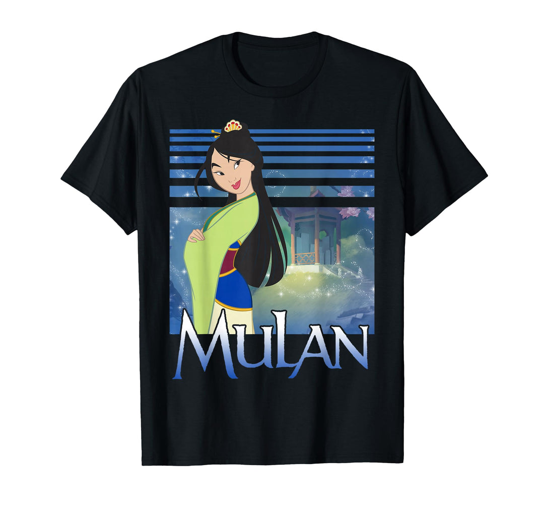 Mens Disney Mulan Green Dress Sparkles Graphic T-Shirt Small Black