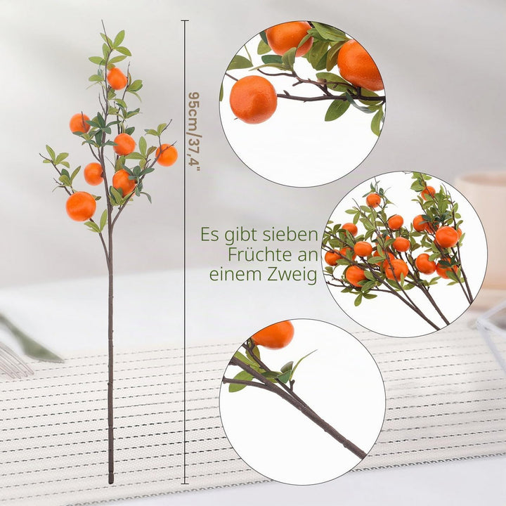 Woration 3Stück Künstliche Apfelsine Baum Zweigstellen Gefälschte Frucht Mandarine Pflanzen Zweig Pl