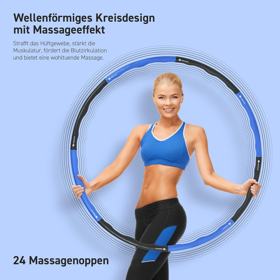 MSPORTS Hula Hoop Reifen Premium mit Schaumstoff und grössenverstellbar, Fitness Hula Hoop zur Gewic