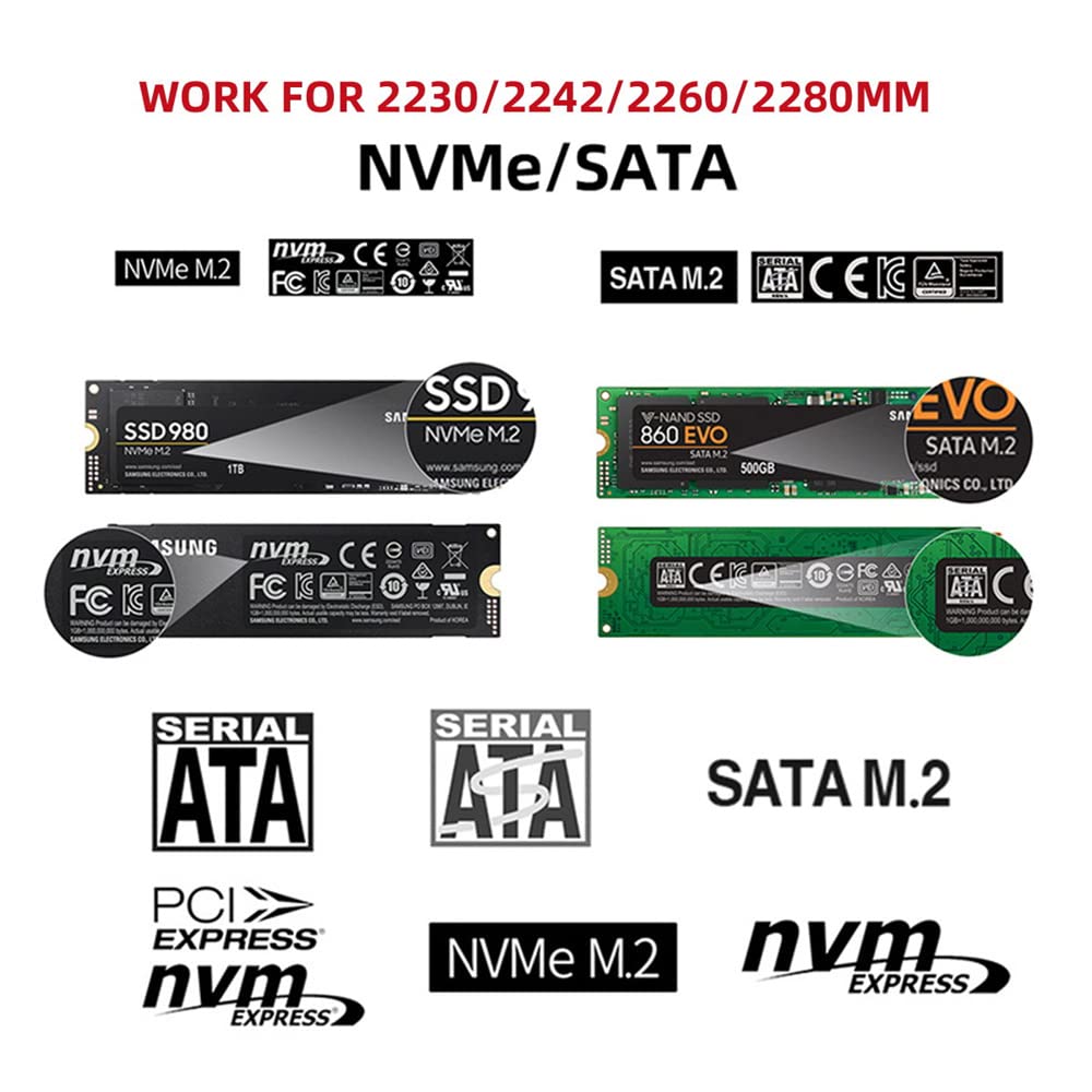 Cablecc Combo Typ-C & USB 3.0 zu NVME M-Key M.2 NGFF SATA SSD PCBA Gehäuse 2280/2242/2230mm Adapter