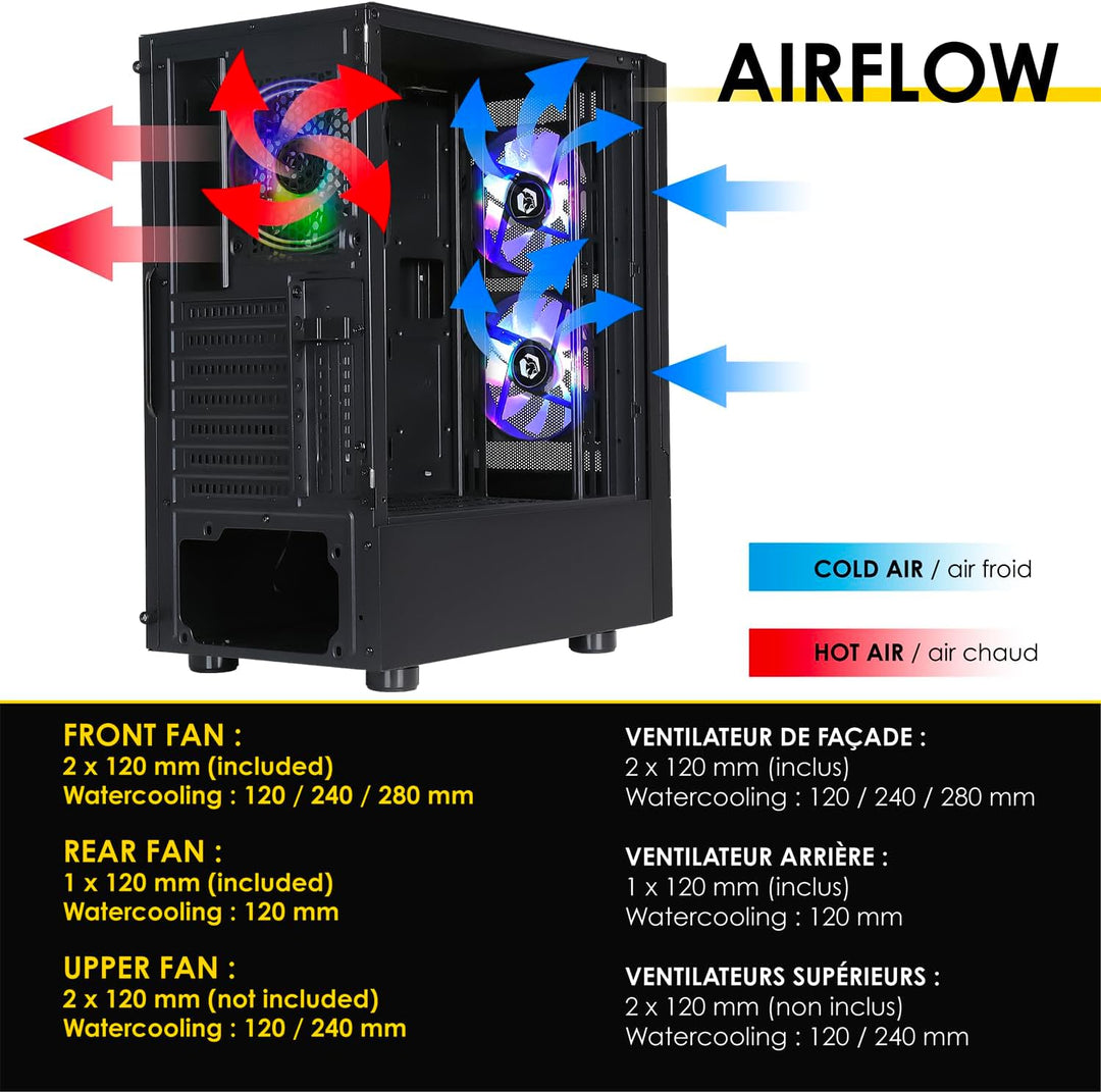 EMPIRE GAMING - Gehäuse für Gamer Sapphire – ARGB Mittlerer Tower ATX/Micro-ATX/ITX – seitliche Tür