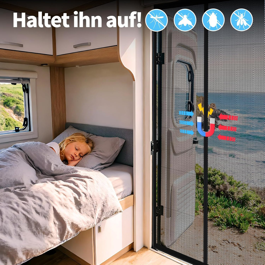 Moskitonetz Magnetisch kompatibel VW T5 T6 für Schiebetür, Auto Fliegengitter & Insektennetz & Sonne