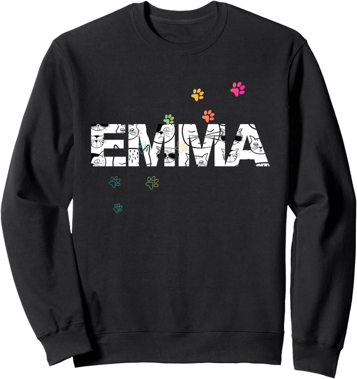 Emma - Schöner Name mit süssen Katzen und Pfoten Sweatshirt