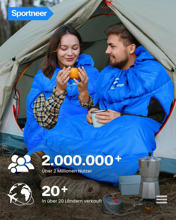 Sportneer Schlafsack Outdoor - Deckenschlafsack 3-4 Jahreszeiten Erwachsene Warm Schlafsack für Camp