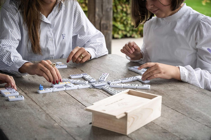 Engelhart - Domino Mexican Train/Zug -Premium- Qualität - Dobbel 12-2-8 Spieler - 91 farbige Dominos