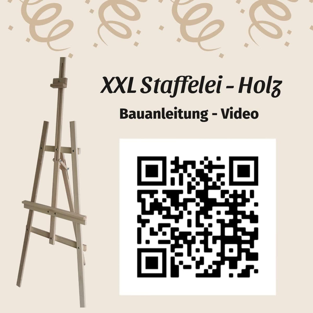 XXL Holz-Staffelei Gross 170 cm aus Buchenholz für Kunstmalerei, Ausstellung, Aussenwerbung. Geeigne