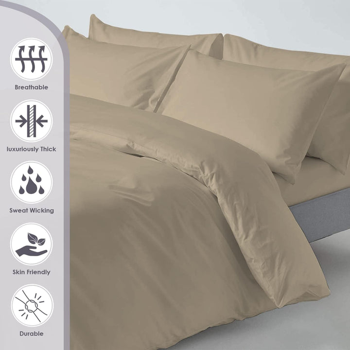 Pizuna 800 Fadenzahl aus Baumwolle Bettwäsche Einfach Taupe, 100% Langstaple Baumwolle Bettbezug und
