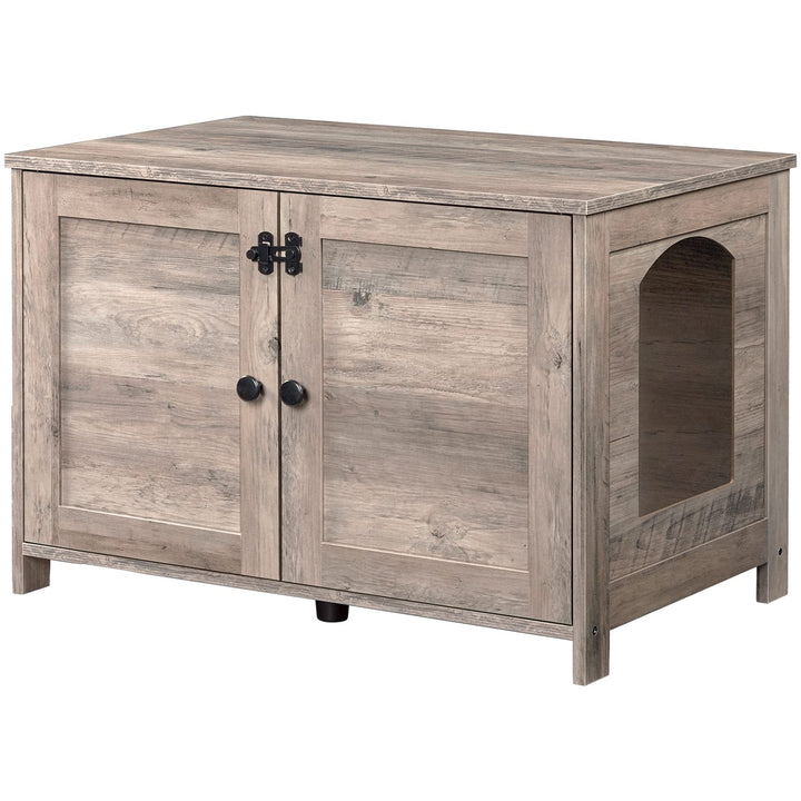 HOOBRO Katzenschrank, Katzenklo Schrank, Katzenhaus mit Tür und separater Trennwand, Sitzbank, Katze