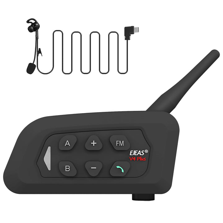 EJEAS V4C Plus Fussball Schiedsrichter Bluetooth Intercom Headset mit FM-Radio und CVC-Rauschunterdr