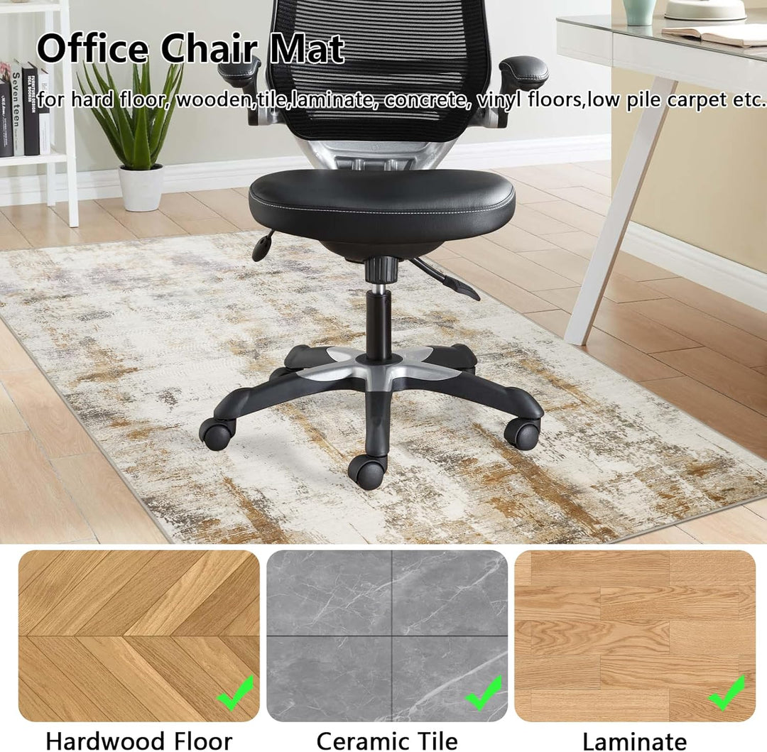 Famibay Bodenschutzmatte Bürostuhl 90x120cm Home Bürostuhl Unterlage Beige Braun Kratzfest Schreibti