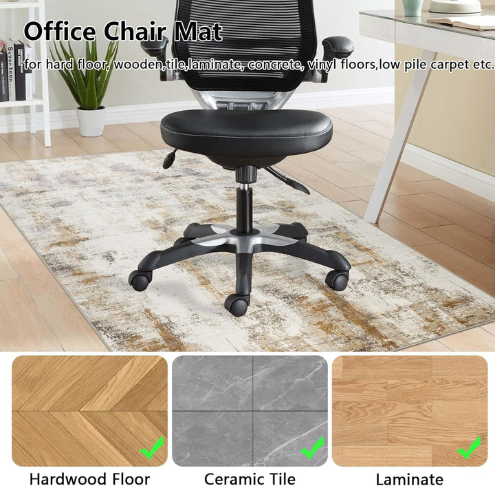 Famibay Bodenschutzmatte Bürostuhl 90x120cm Home Bürostuhl Unterlage Beige Braun Kratzfest Schreibti