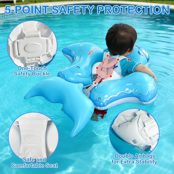 Qingning Baby Schwimmring mit Abnehmbaren Sonnendach, Baby Schwimmhilfe mit Schwimmsitz, Aufblasbare