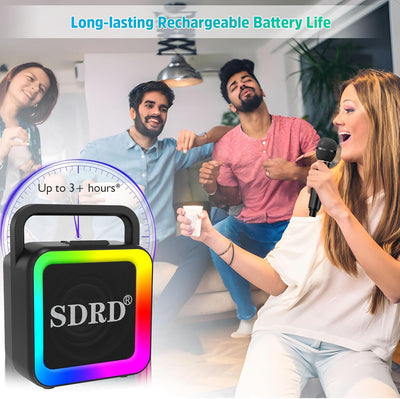 Karaoke-Maschine mit zwei drahtlosen Mikrofonen, tragbarer Bluetooth-Lautsprecher für Erwachsene und