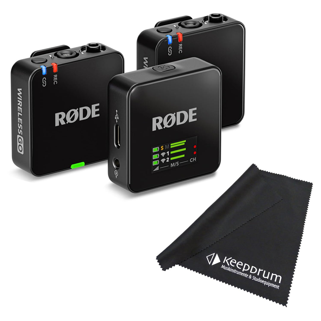 Rode Wireless GO Gen 3 Drahtloses 2-Kanal Mikrofon-Funksystem mit keepdrum Mikrofasertuch