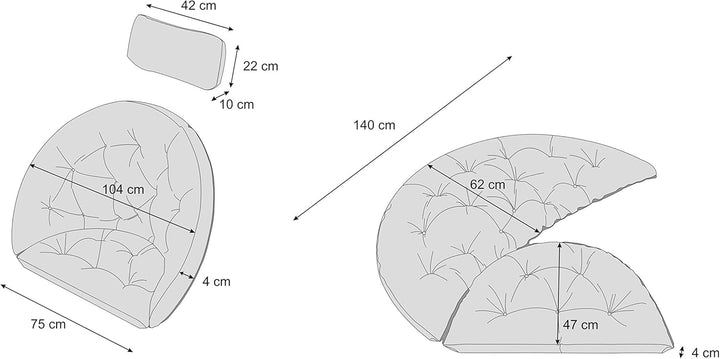 Bjird Hängesessel Kissen, Polster, Auflage für Polyrattan &amp; Rattan Hängeschaukel, Sitzauflage für Hä