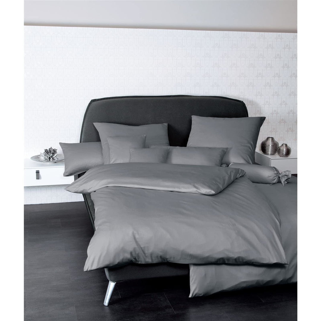 Janine Mako Satin Bettwäsche Uni Colors 155 x 220 cm Graphit 155 cm x 220 cm Graphit, 155 cm x 220 c