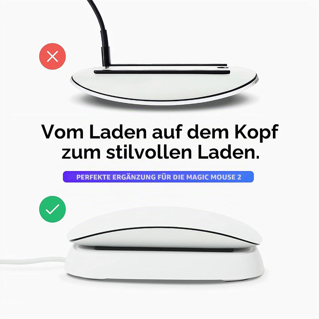 Ascrono - Ladestation Kompatibel mit Apple Magic Mouse 2 - Weiss - PerfectZubehör | Verwendbar als L