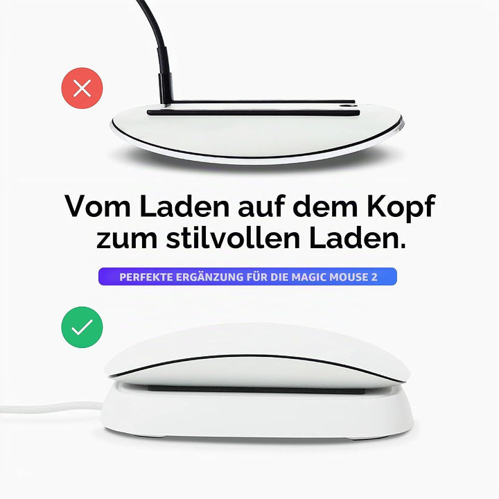 Ascrono - Ladestation Kompatibel mit Apple Magic Mouse 2 - Weiss - PerfectZubehör | Verwendbar als L
