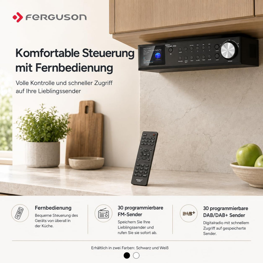 Regent Cucina 200 Küchenradio Unterbau Dab Radio mit Bluetooth FM/DAB+ Radio mit Led Leiste Küche, F