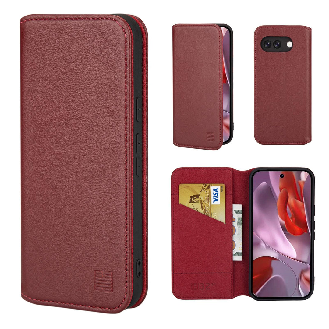 32nd Klassische Serie 2.0 - Lederhülle Case Cover für Google Pixel 9a, Echtleder Hülle Mit RFID-Bloc