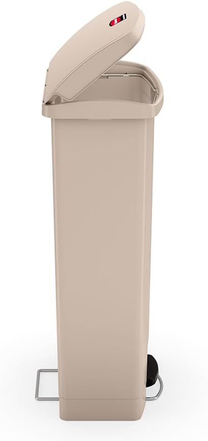 Rubbermaid Commercial Products Slim Jim 1883460 68 Litre Front Step Step-On Resin Wastebasket - Beig