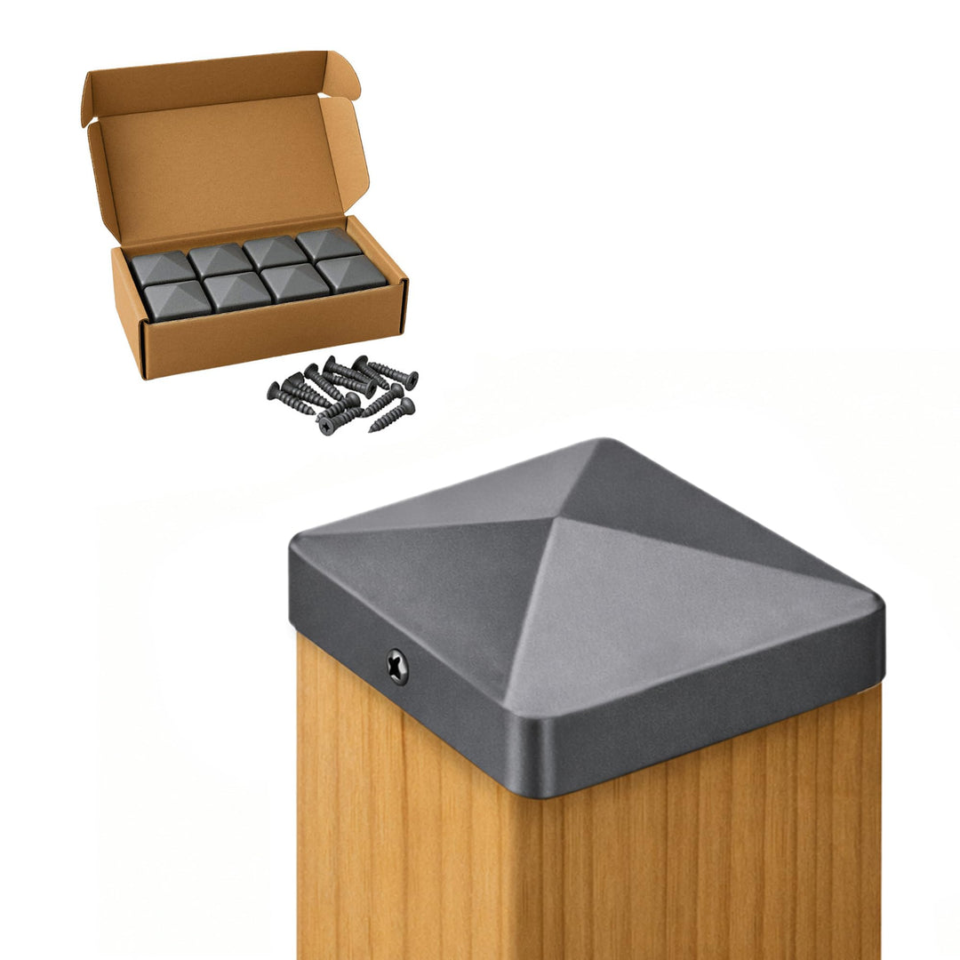 FeNau 10er Set Pfostenkappe 7x7 cm Anthrazit RAL 7016 - Holzzaun Pyramide inkl. 20 Schrauben Anthraz