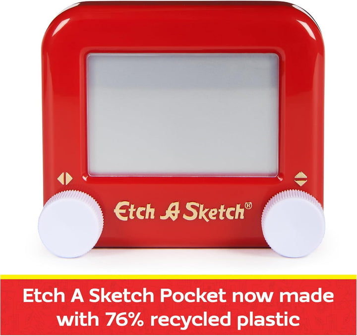 Etch A Sketch Pocket, 76% Recycled Plastic, Original Magic Screen, Sustainably-Minded Kids Travel To