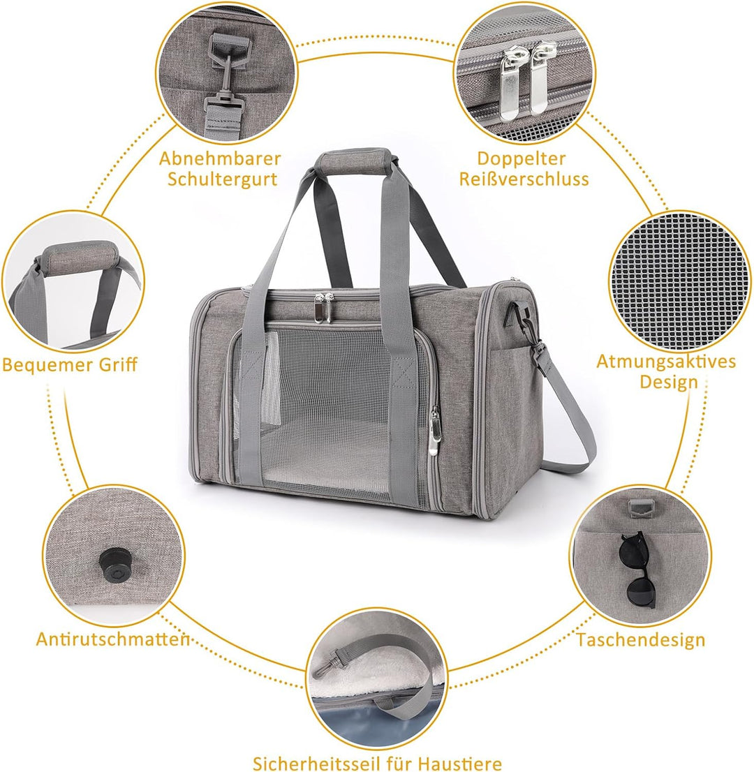 Transportbox Katze, Hundetragetasche Praktisch Und Sicher, Ideal Als Tragetasche Hund, Faltbare Trag