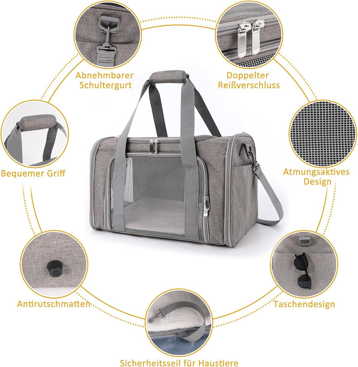 Transportbox Katze, Hundetragetasche Praktisch Und Sicher, Ideal Als Tragetasche Hund, Faltbare Trag