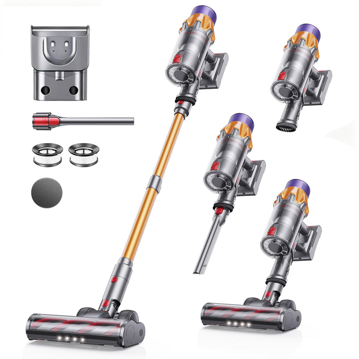 SunSare Akku Staubsauger 600W/50000Pa/65Min, Staubsauger Kabellos mit Smart Display und Ladestation,