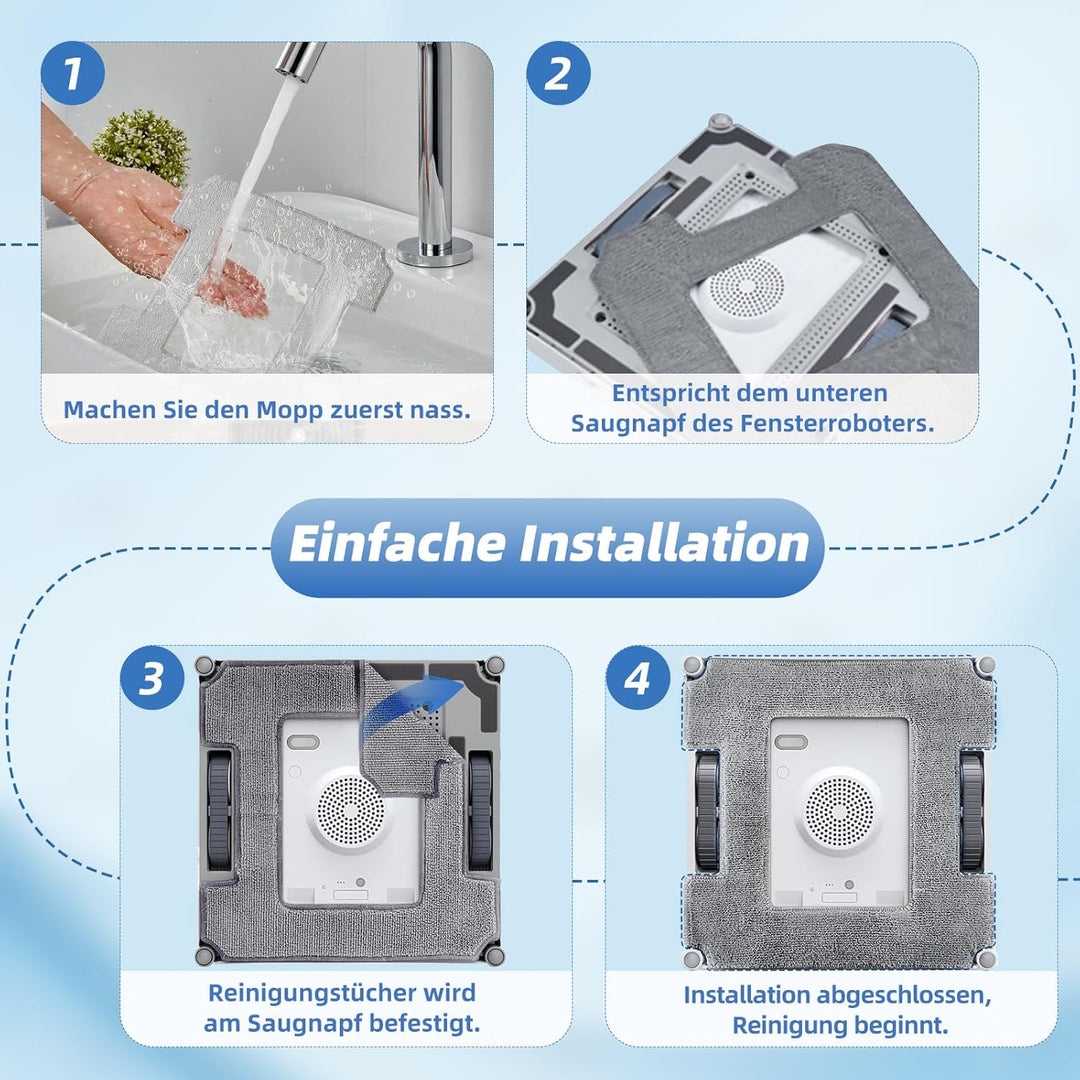 16 Stück Reinigungstücher für ECOVACS Winbot W2 PRO Omni / W2 PRO / W2 / W1 PRO / W1 Fensterputzrobo