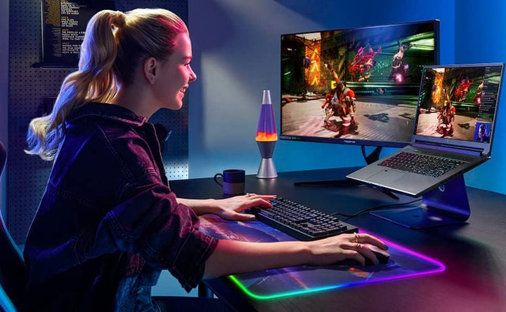 GIM RGB Gaming Mauspad XXL Mousepad 800 x 300 x 4cm Mauspads mit Sternmotiv unterlage PC Maus Pad An